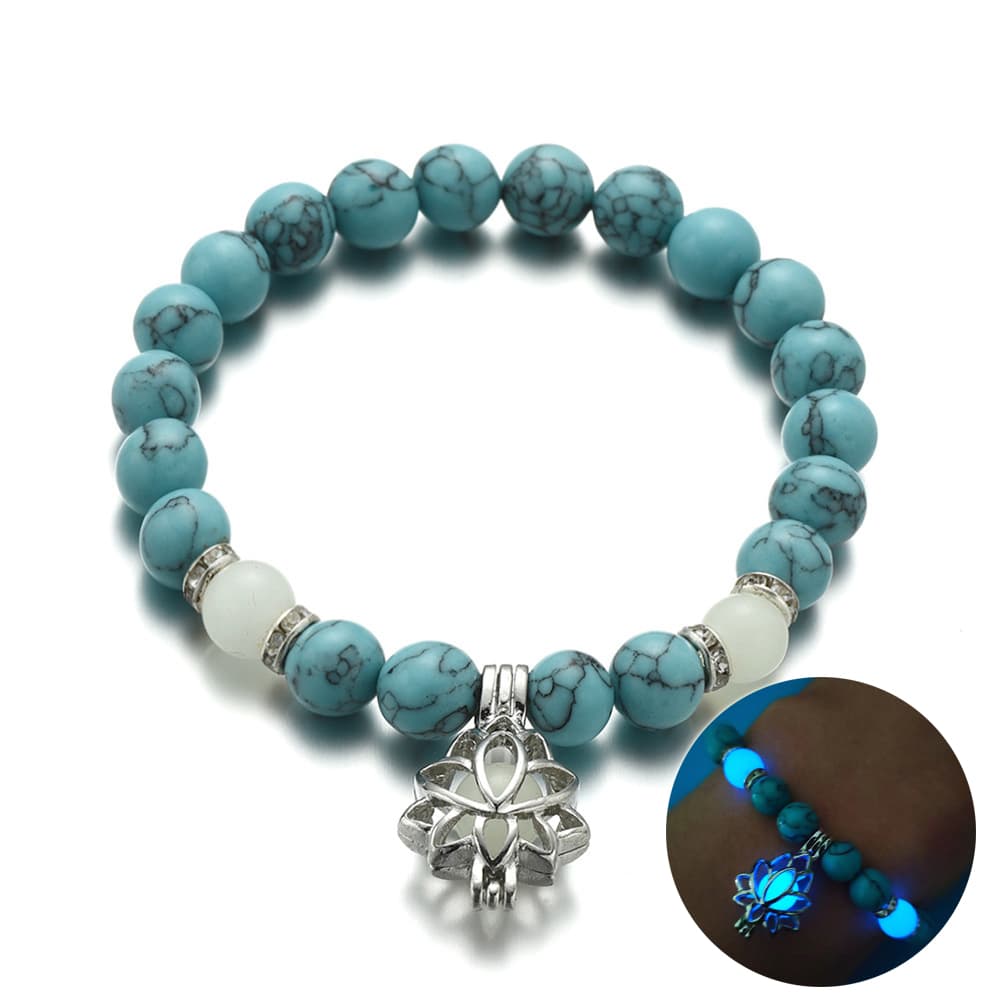Pulsera de loto luminoso con piedra natural para yoga
