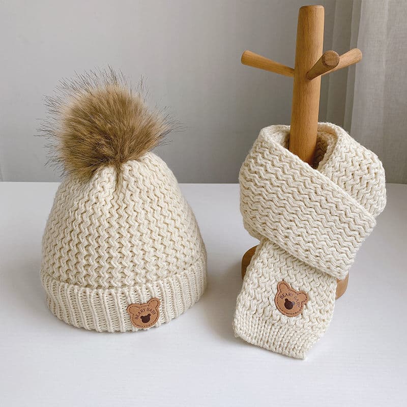 Conjunto de gorro y bufanda infantil abrigado
