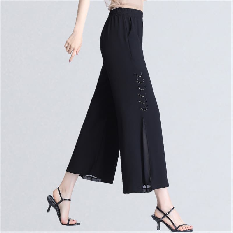 Pantalón ancho chifón con efecto sedoso