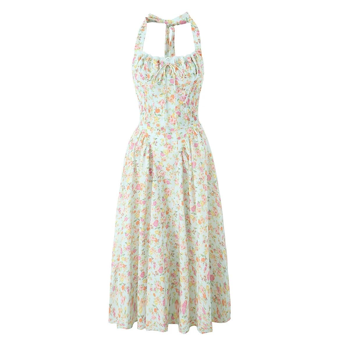 Vestido halter floral francés para mujer