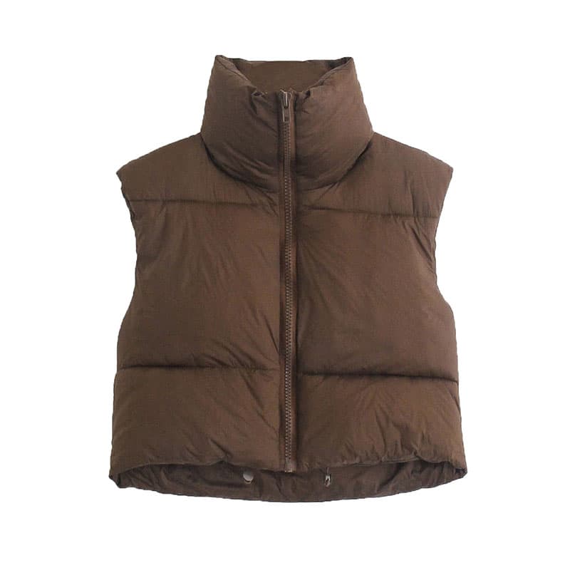 Chaleco acolchado sin mangas con cuello alto