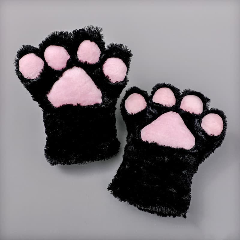 Guantes de pata de gato de felpa para cosplay