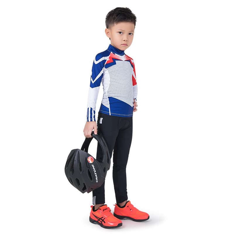 Traje deportivo para niños de manga larga en azul y rojo