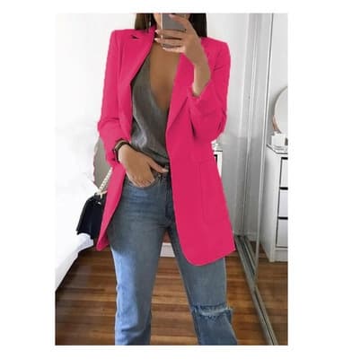 Blazer entallado con solapa para mujer, elegante botón único