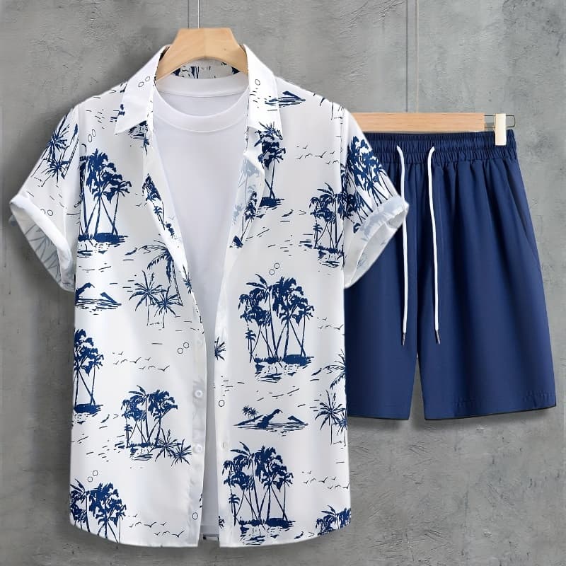 Conjunto de verano con camisa y shorts estampado 3D