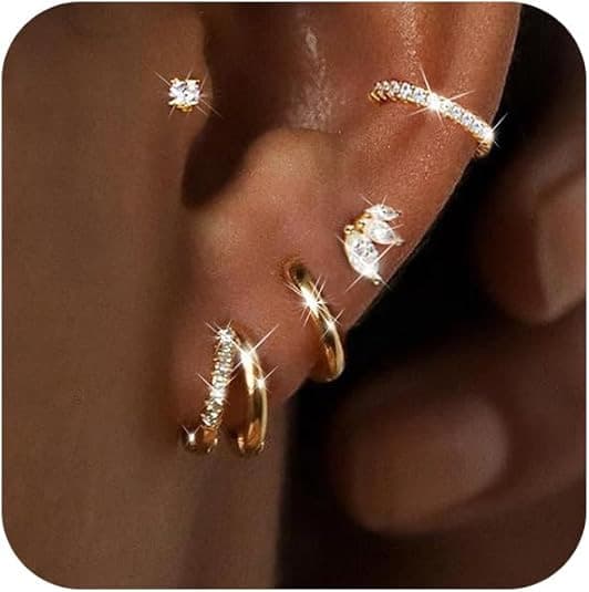 Aretes de bronce enchapados con circonita