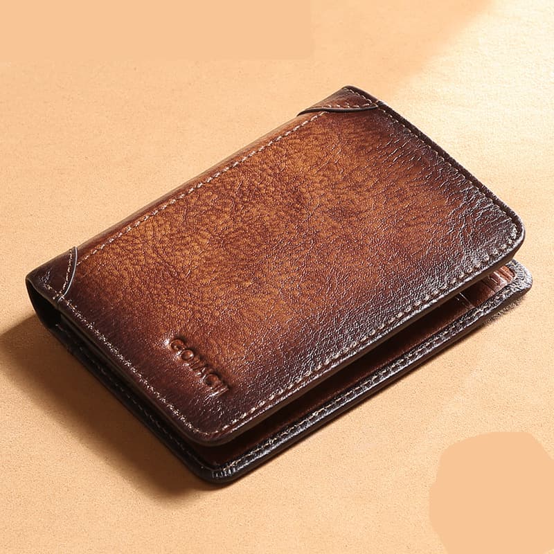 Billetera de cuero multifuncional estilo retro para hombre