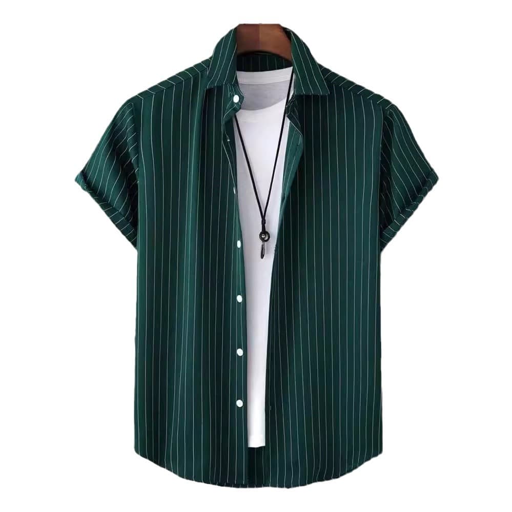 Camisa de hombre a rayas con botones, corte holgado