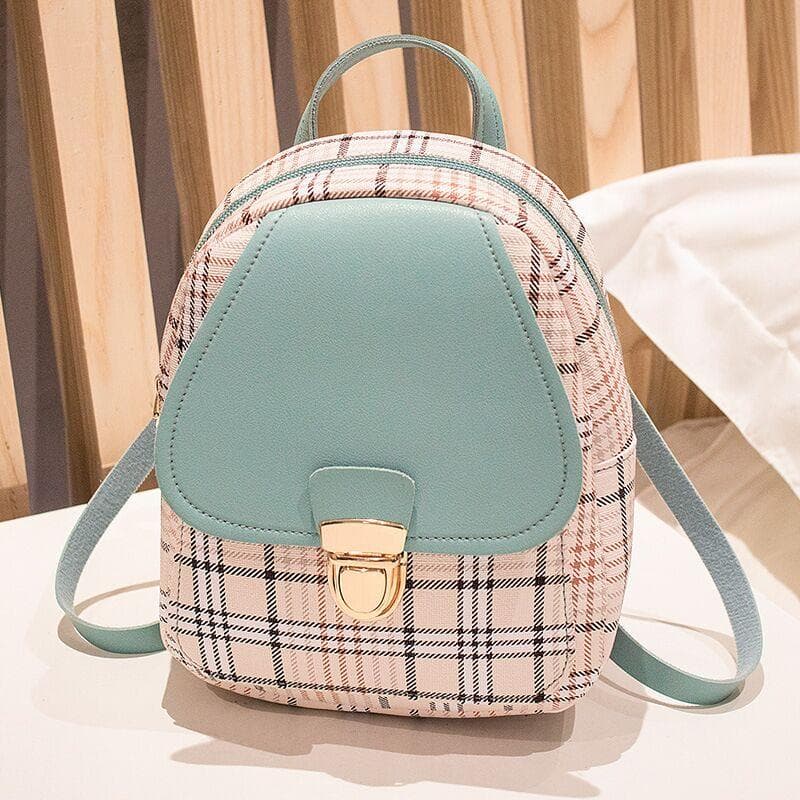 Pequeño bolso de cuadros con cremallera y asa de hombro