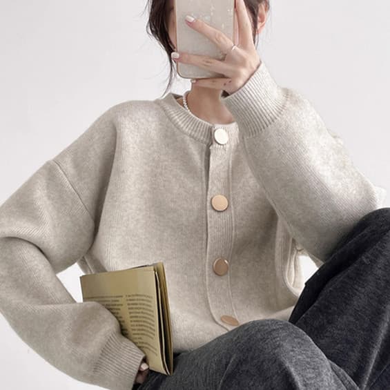 Cardigan de punto con botones, suelto y suave