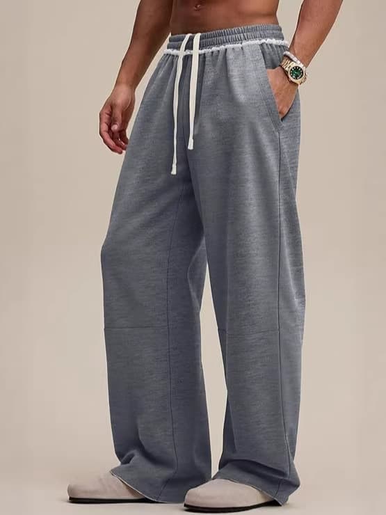 Pantalones deportivos hombre con cintura elástica y pretina trenzada