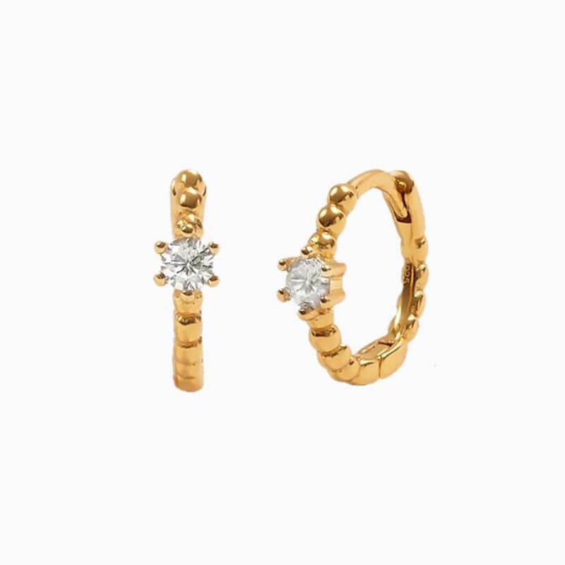 Aretes simples redondos de plata con piedras de imitación