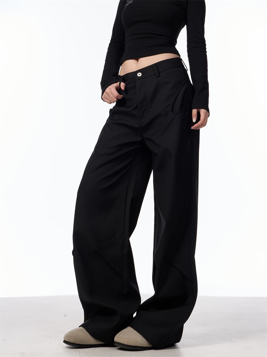 Pantalón ancho plisado estilo retro casual