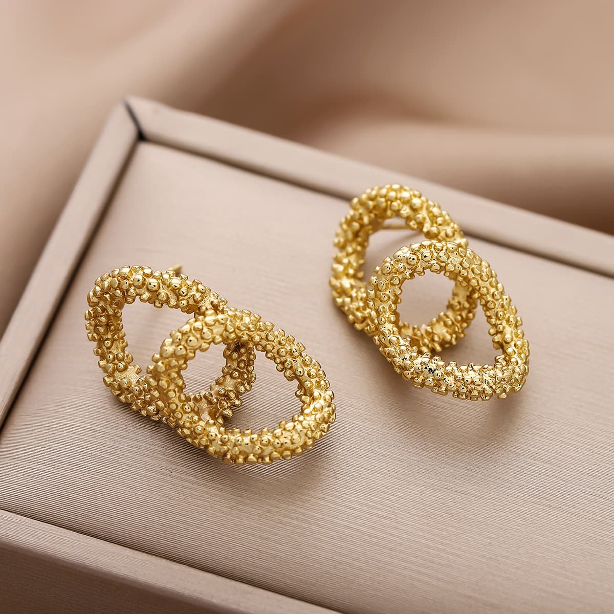 Aretes de aro frosted estilo francés retro