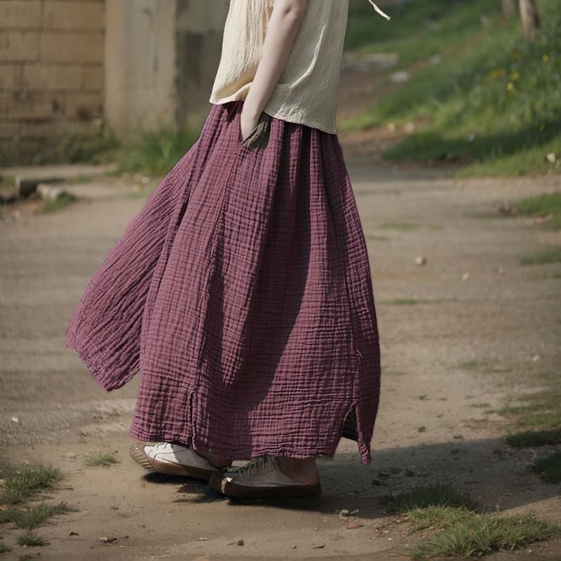 Falda elegante de algodón natural sin arrugas