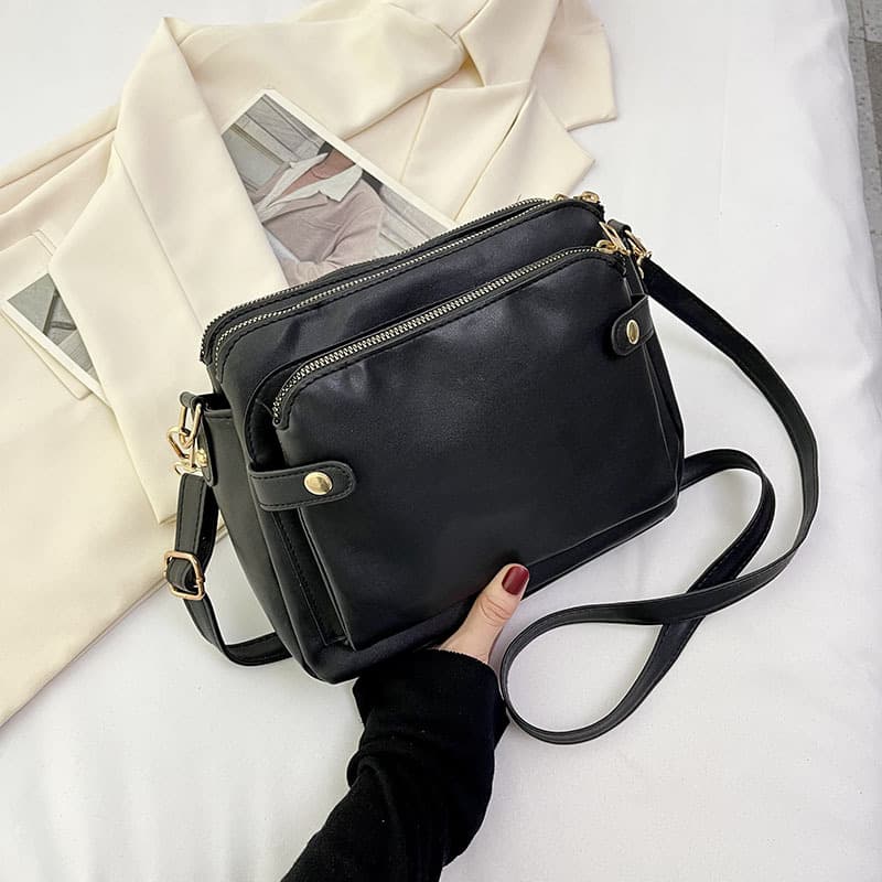 Bolsa mensajero retro de cuero sintético con gran capacidad