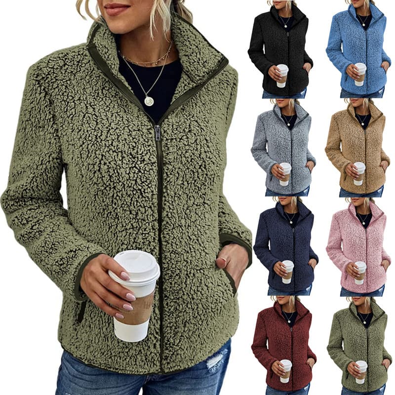 Sudadera con cierre para mujer, cuello alto y estilo casual