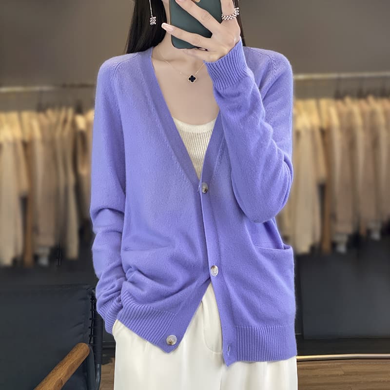 Cardigan corto con bolsillos mujer