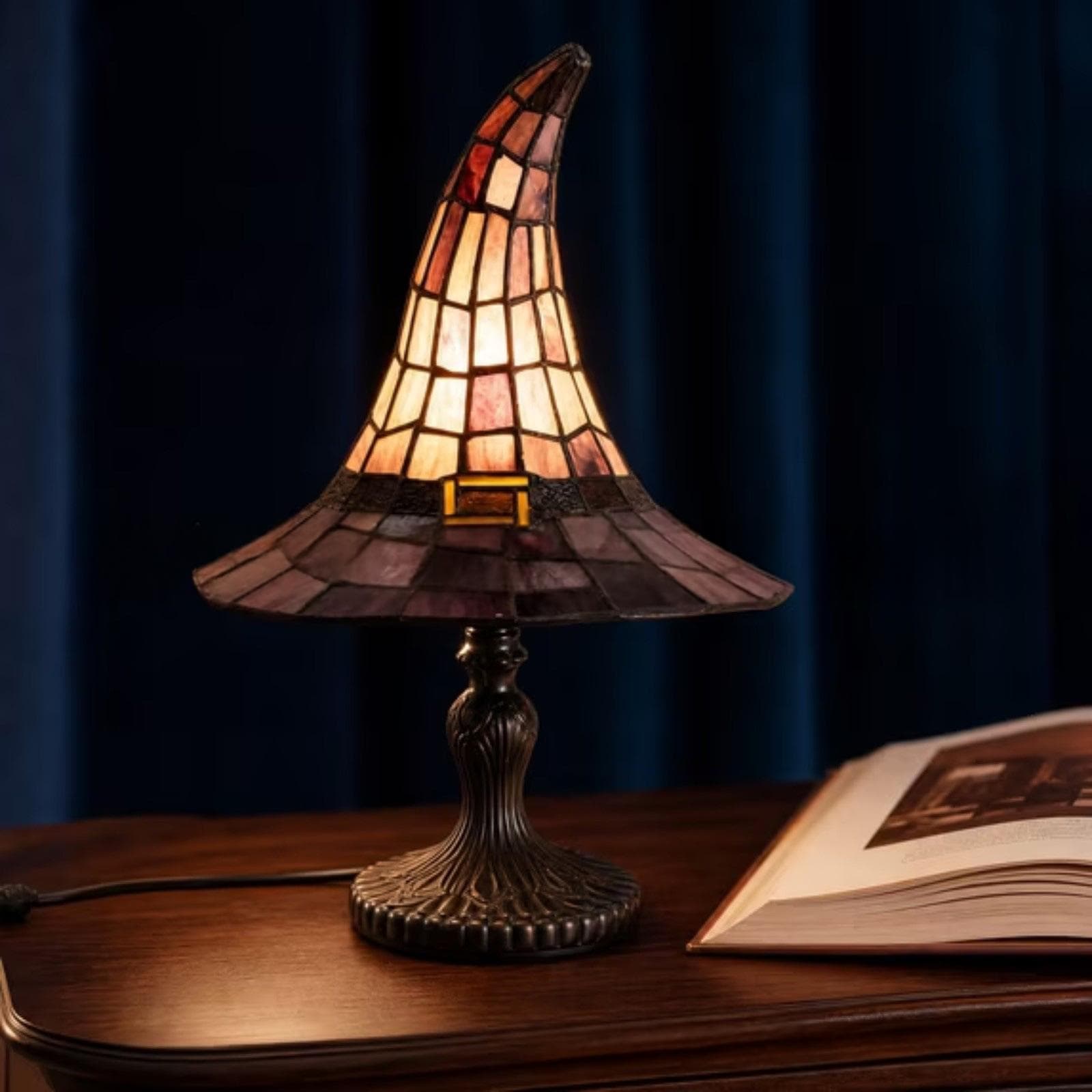 Lámpara decorativa bruja resina con USB, luz nocturna Halloween