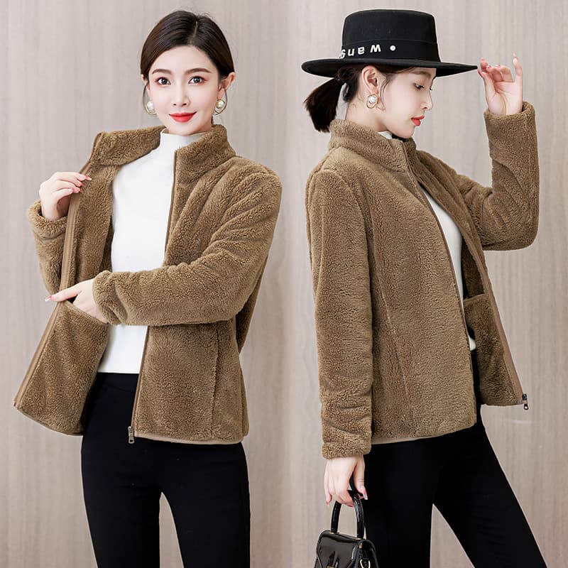 Abrigo grueso de coral fleece doble cara para mujer