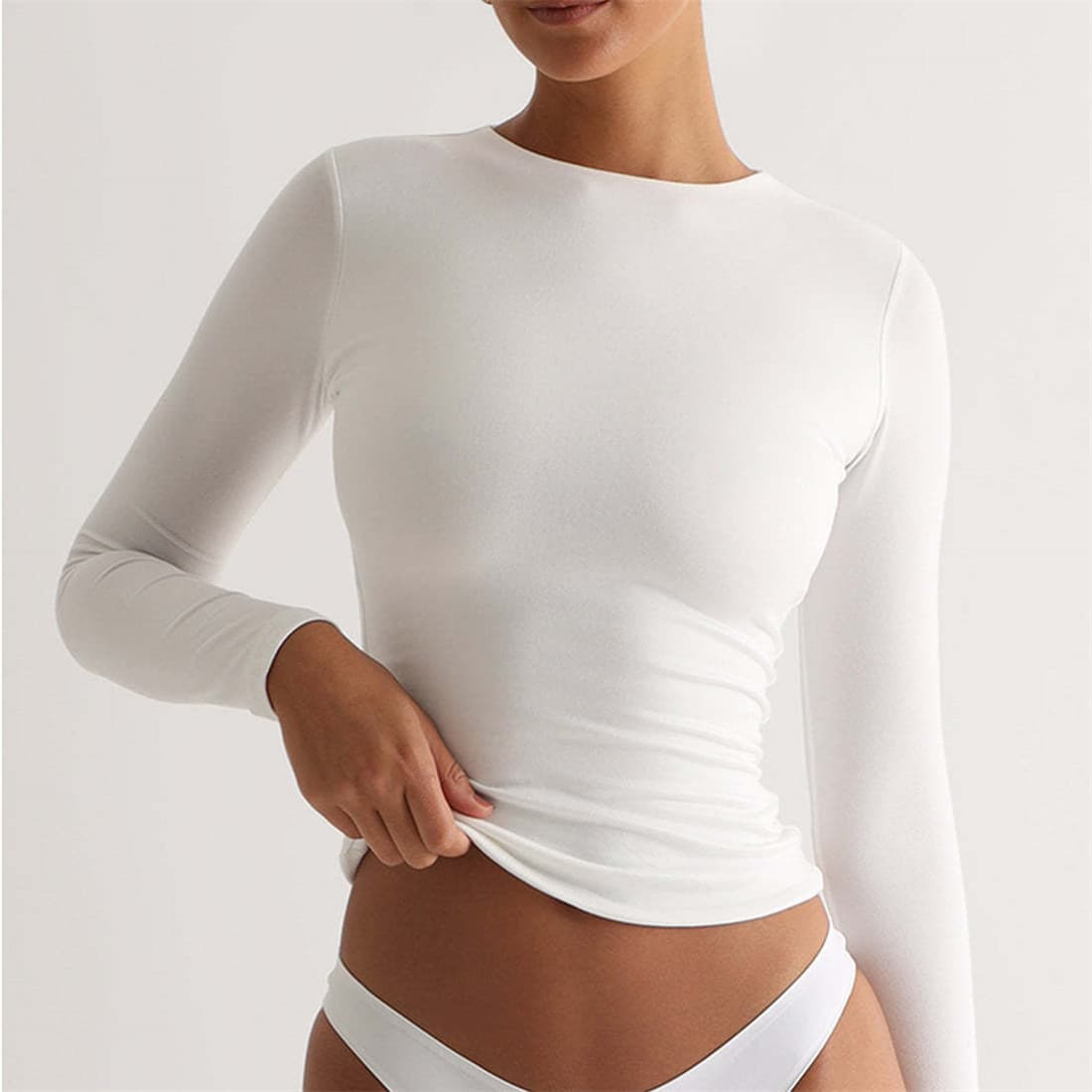 Camiseta ceñida manga larga para mujer