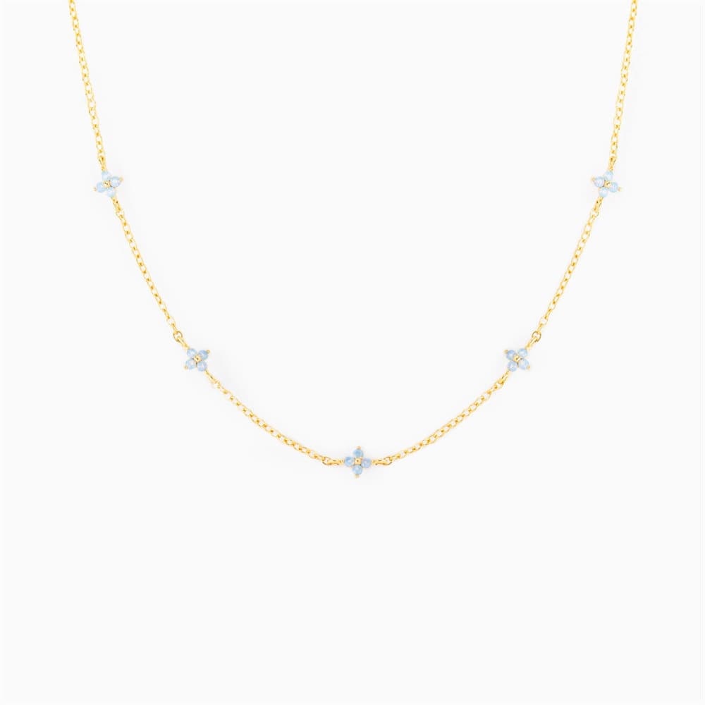 Collar moda con flor azul cadena ajustable