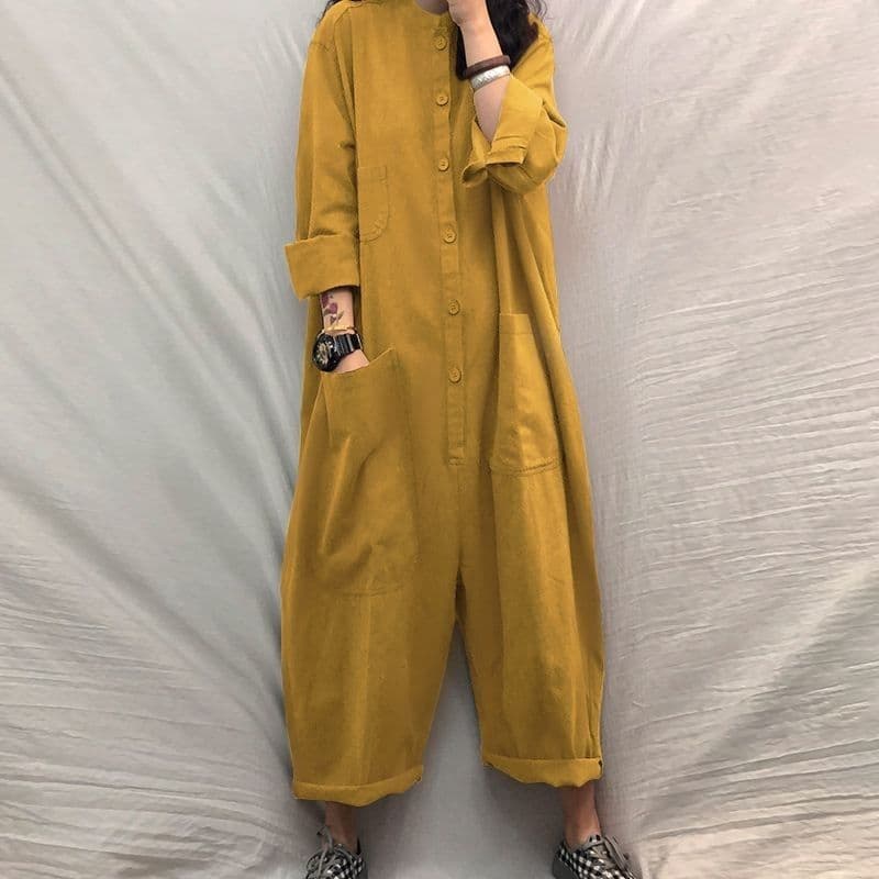 Jumpsuit multibolsillos talla grande para mujer