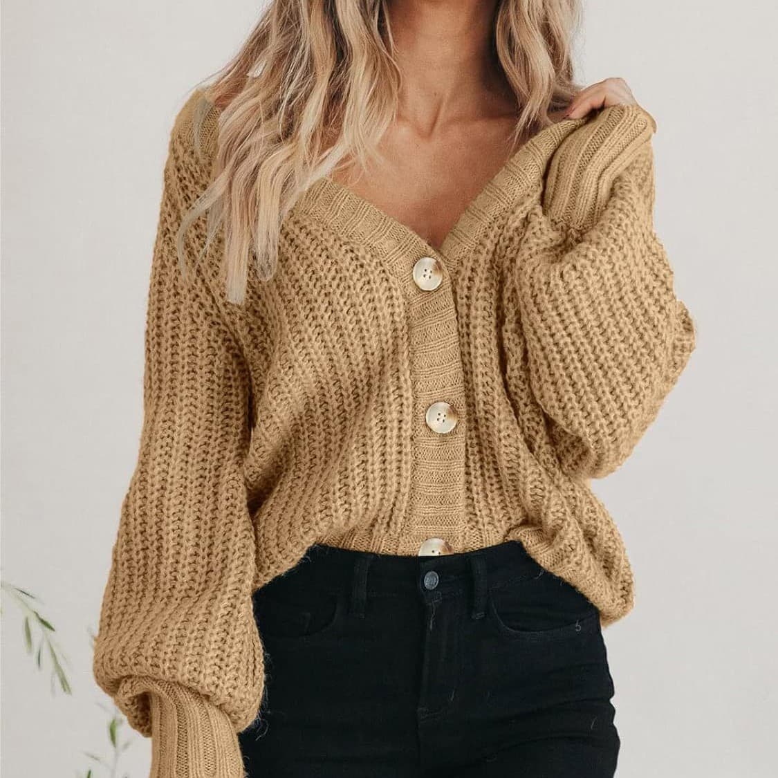 Cardigan tejido grueso para mujer