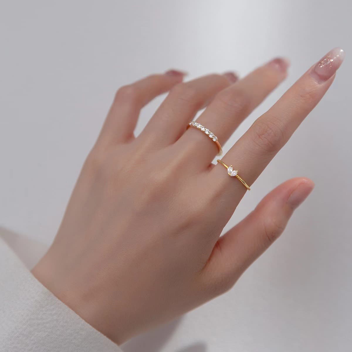 Anillo ajustable con forma de corazón de plata esterlina