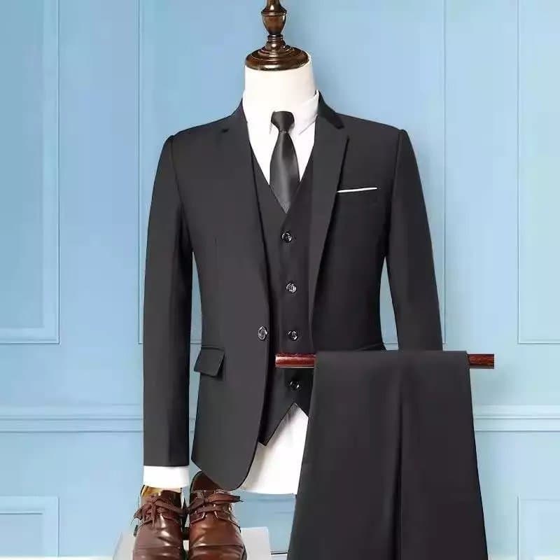 Traje de tres piezas coreano slim fit para hombre