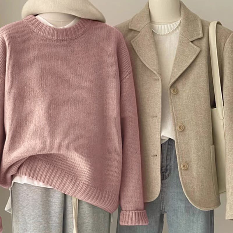 Suéter retro de algodón para mujer en verde oscuro