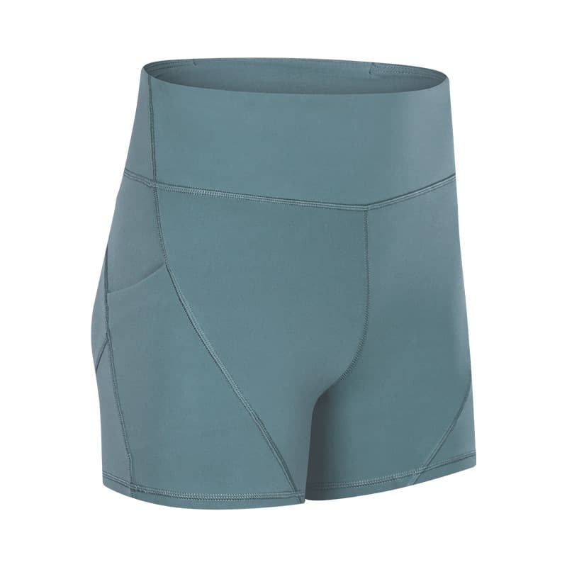 Pantalones cortos deportivos anti-sudor cintura alta con bolsillos
