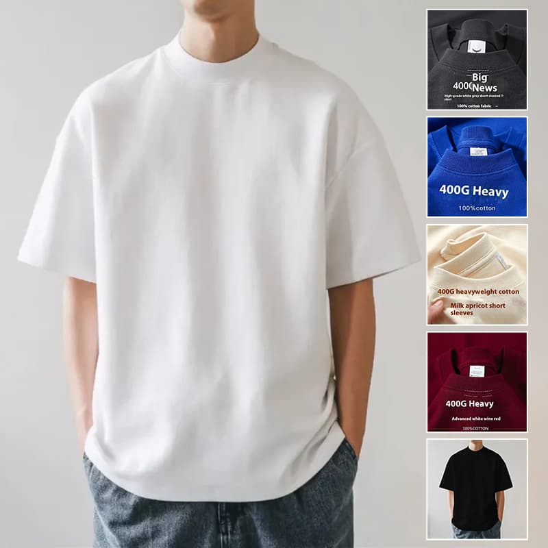 Camiseta premium de algodón puro para hombre, peso pesado