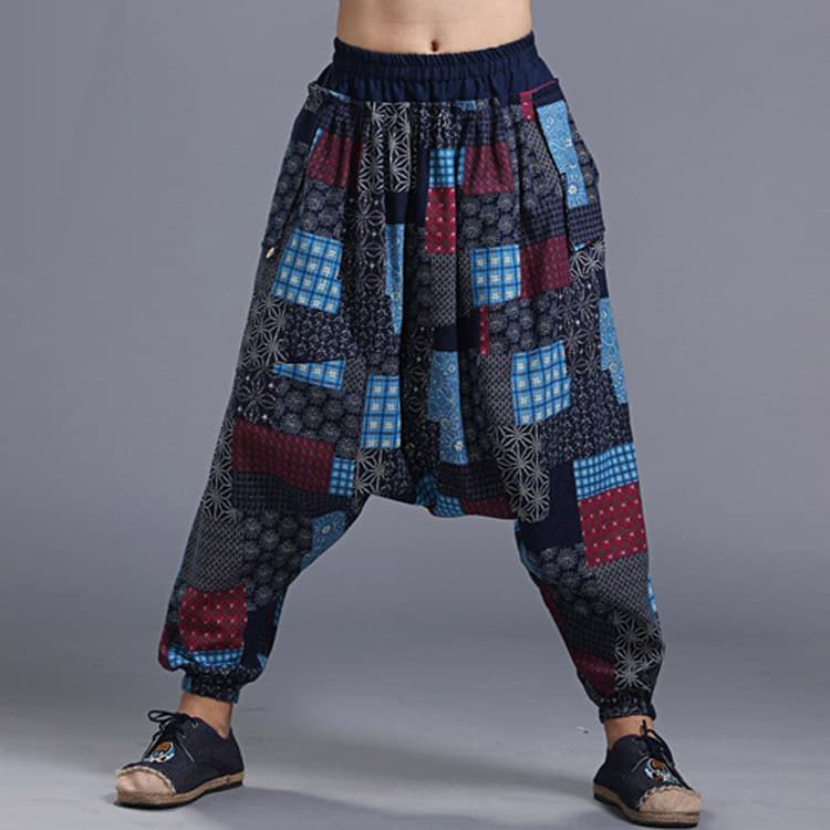 Pantalones de lino estampado con diseño casual