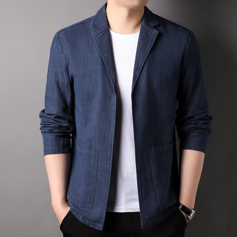 Saco de lino para hombre, corte suelto