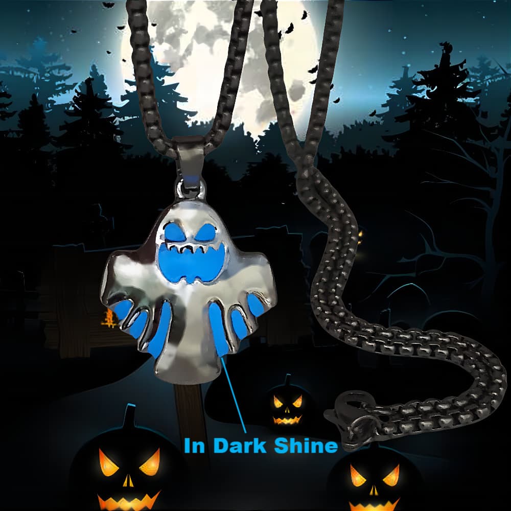 Collar colgante fantasma luminoso para Halloween