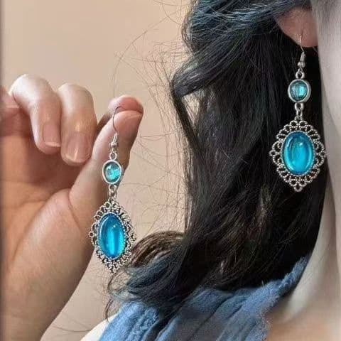 Aretes stud de vidrio grandes con diseño retro para verano