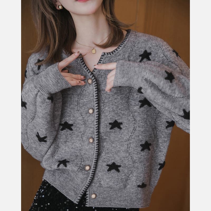 Cardigan escote V tejido suave estilo coreano