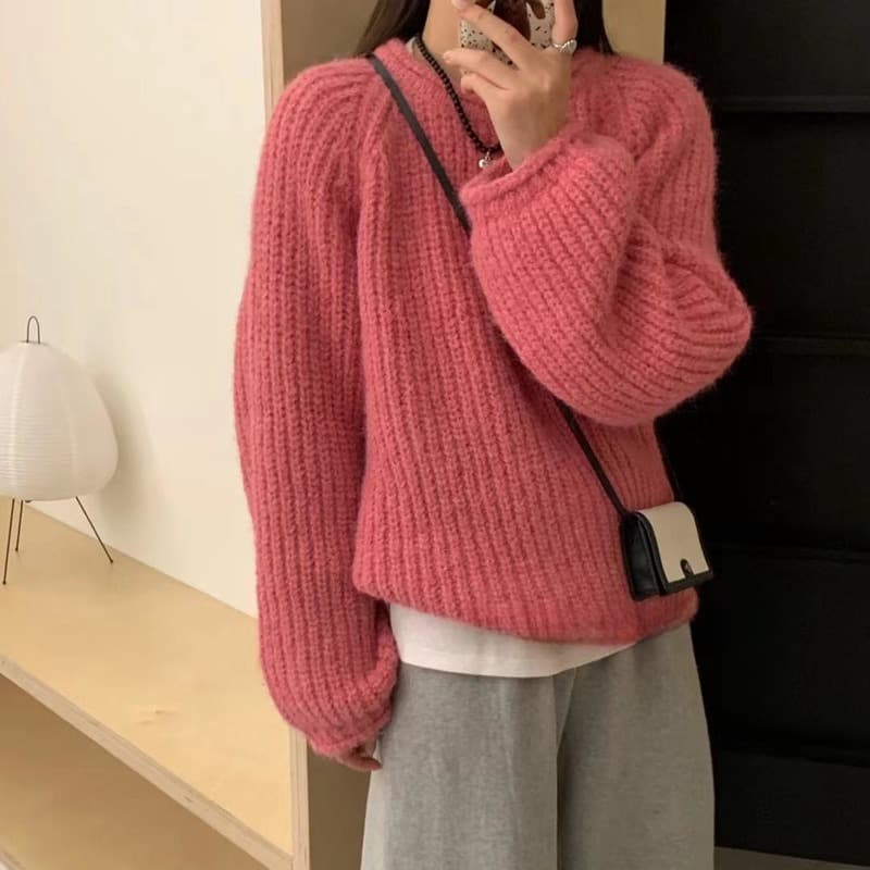 Suéter cuello redondo mujer talla única
