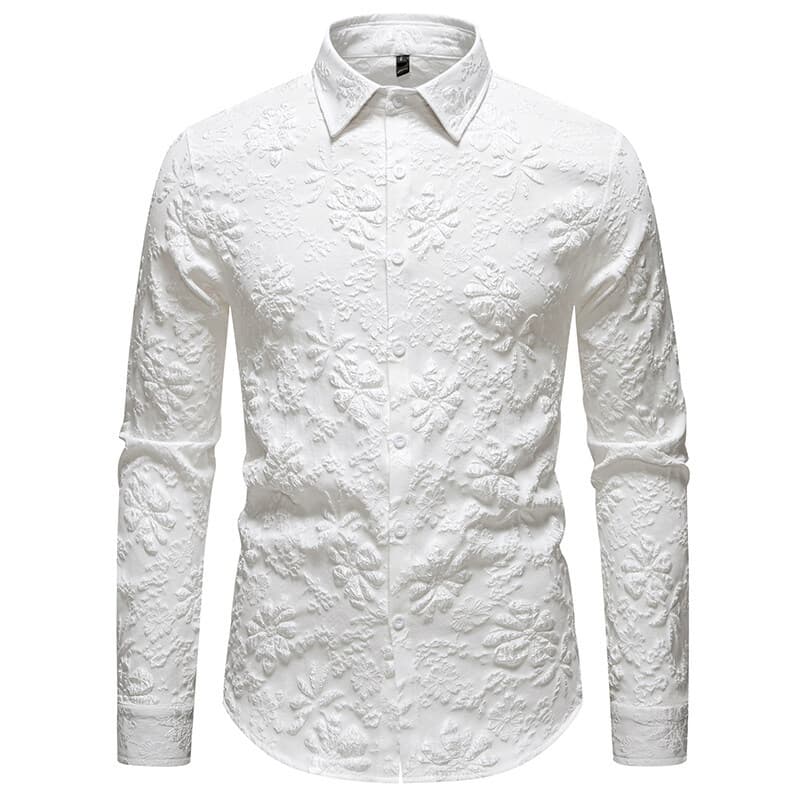 Camisa de manga larga jacquard suelta para hombre