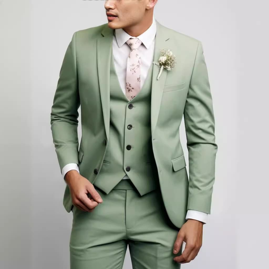 Traje formal de tres piezas con botones para hombre