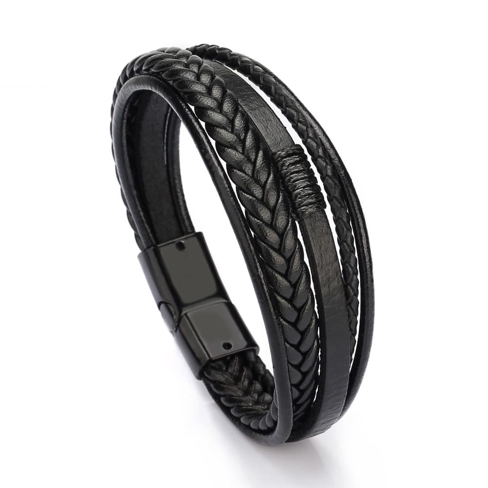 Pulsera de cuero para hombres con cierre magnético