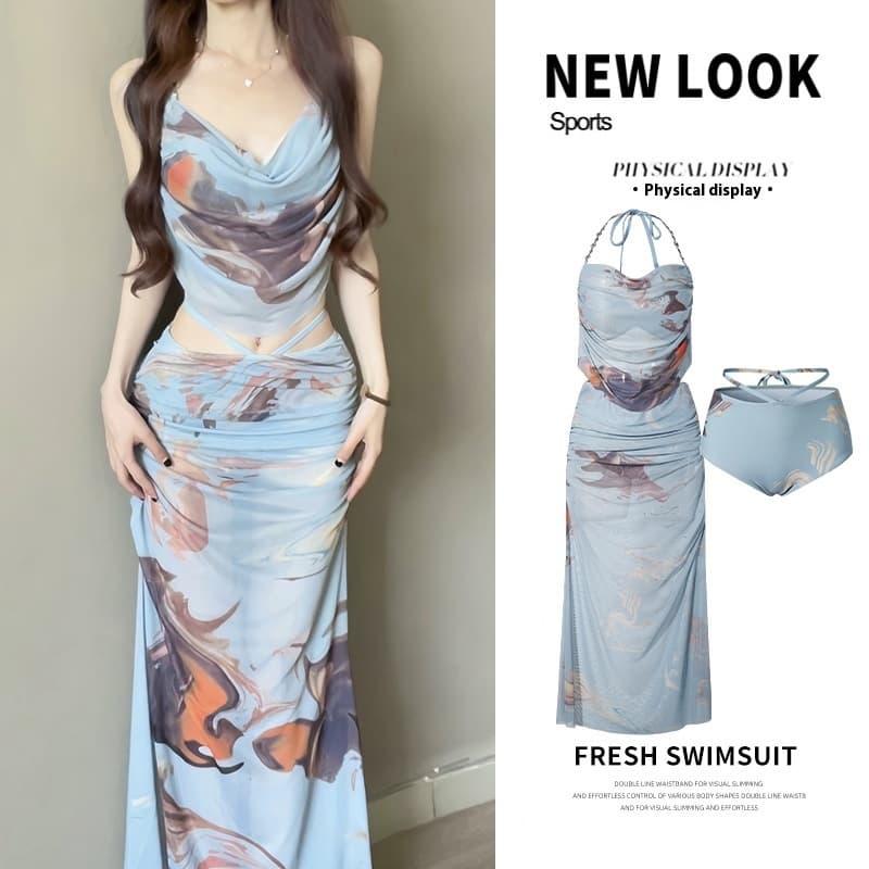 Traje de baño con falda y push-up para vacaciones