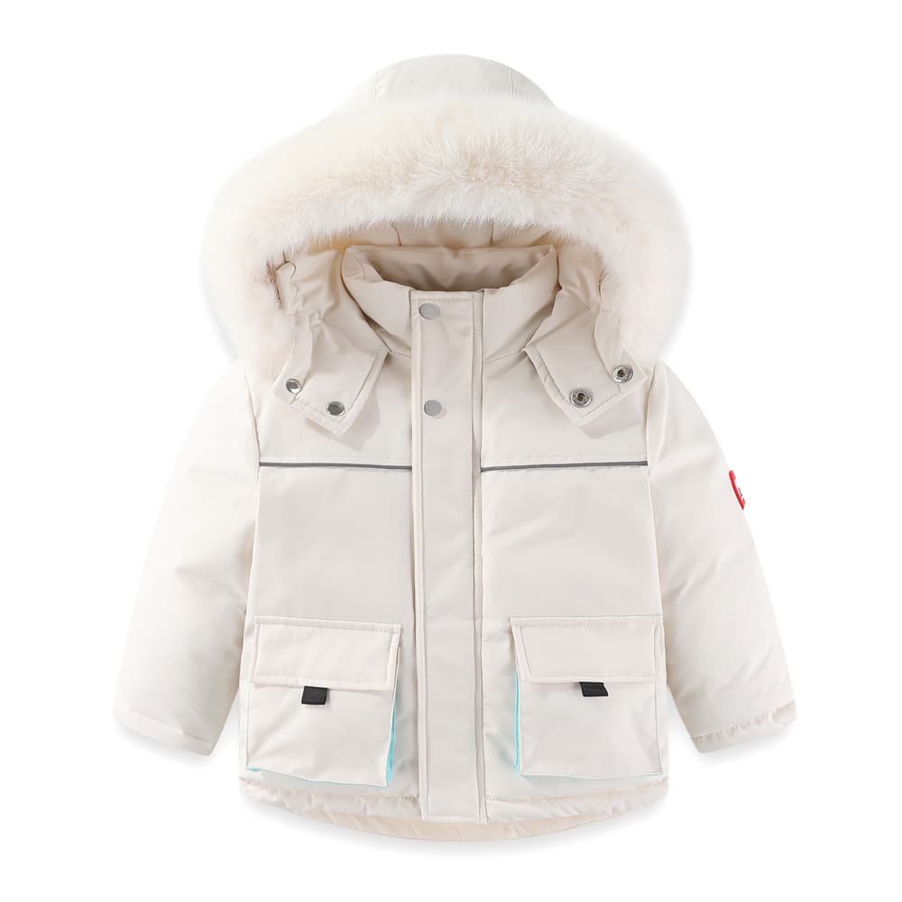 Traje de esquí impermeable para niños con cuello de piel