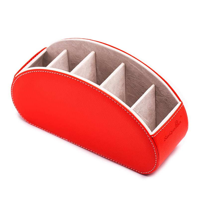 Caja de almacenamiento de cuero para control remoto y accesorios