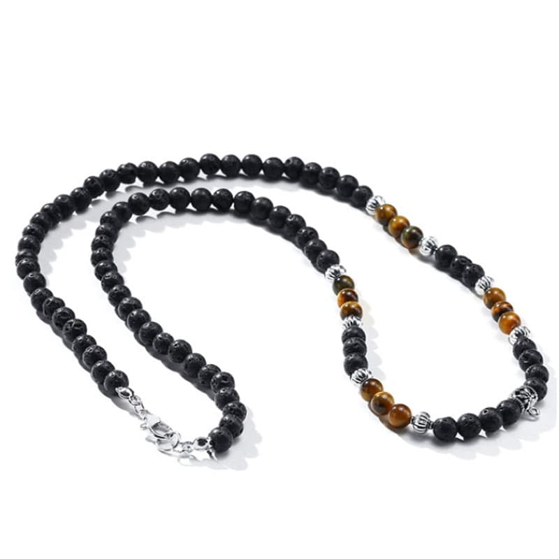 Collar de piedra volcánica mate estilo étnico