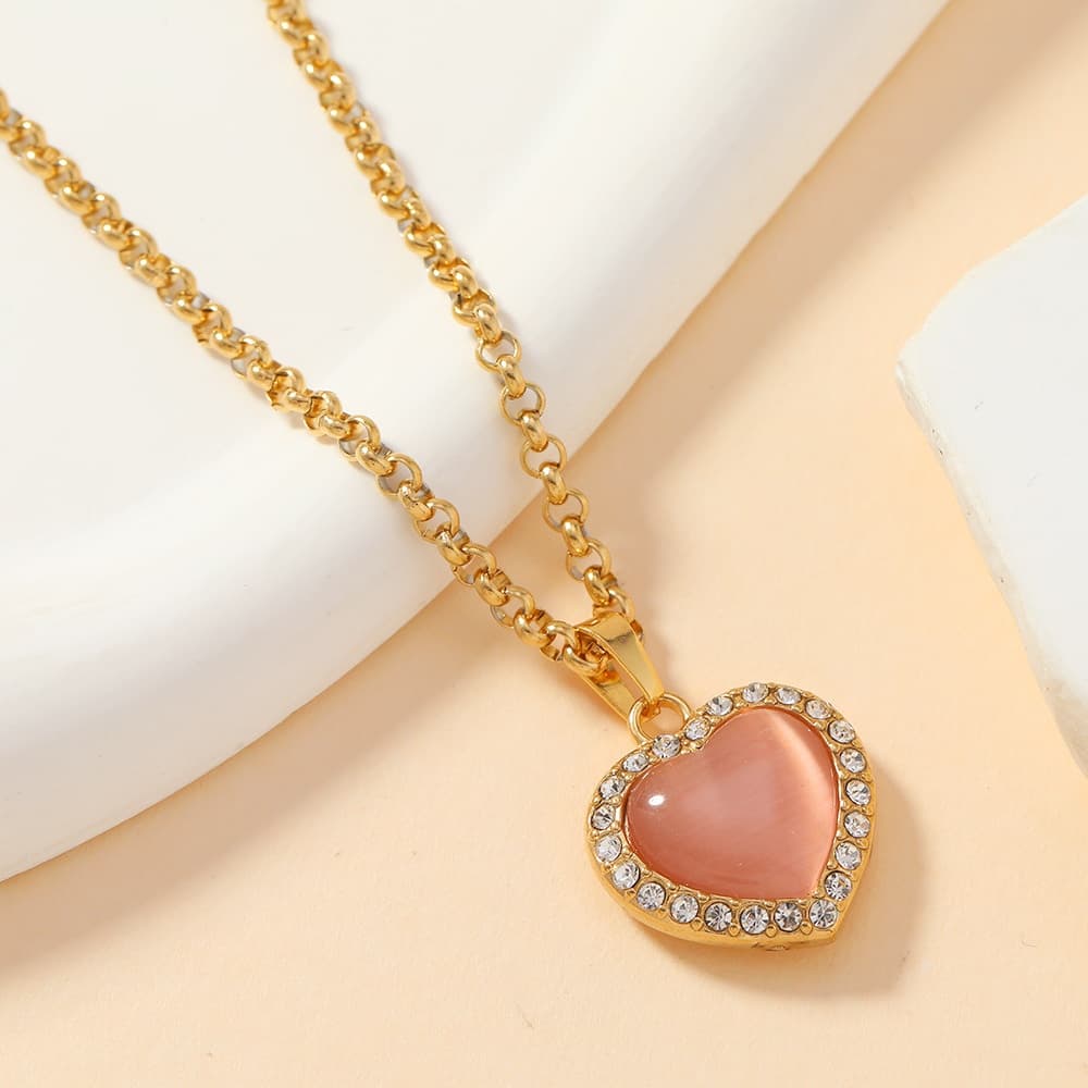 Colgante de acero inoxidable corazón ovalado amor