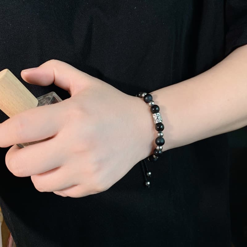 Pulsera unisex de acero inoxidable con piedra de plata