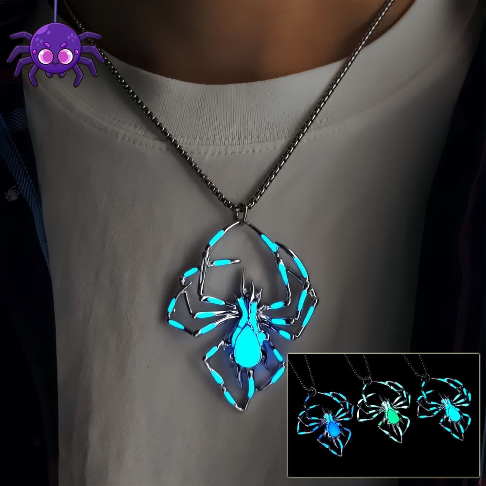 Collar araña luminoso que brilla en la oscuridad