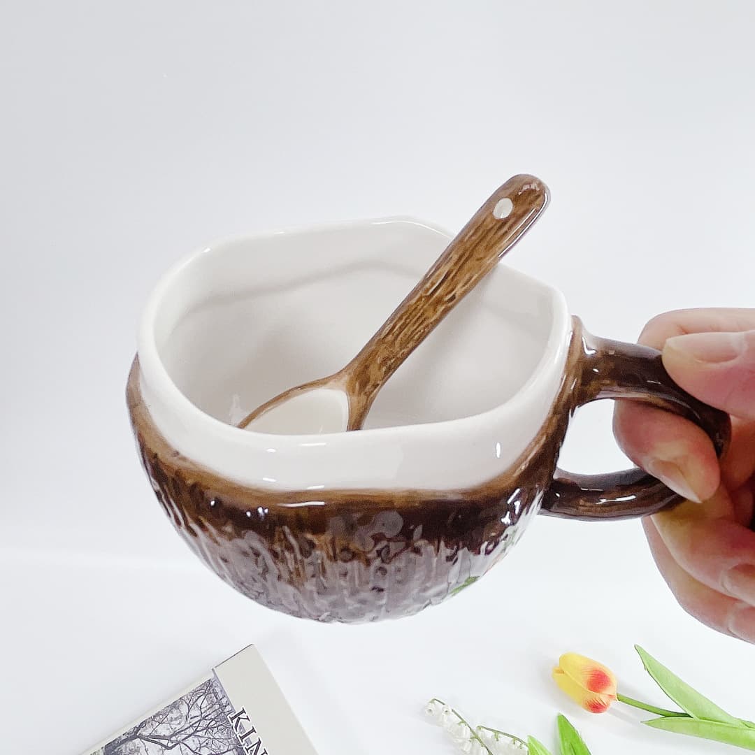 Taza cerámica artesanal diseño coco vintage
